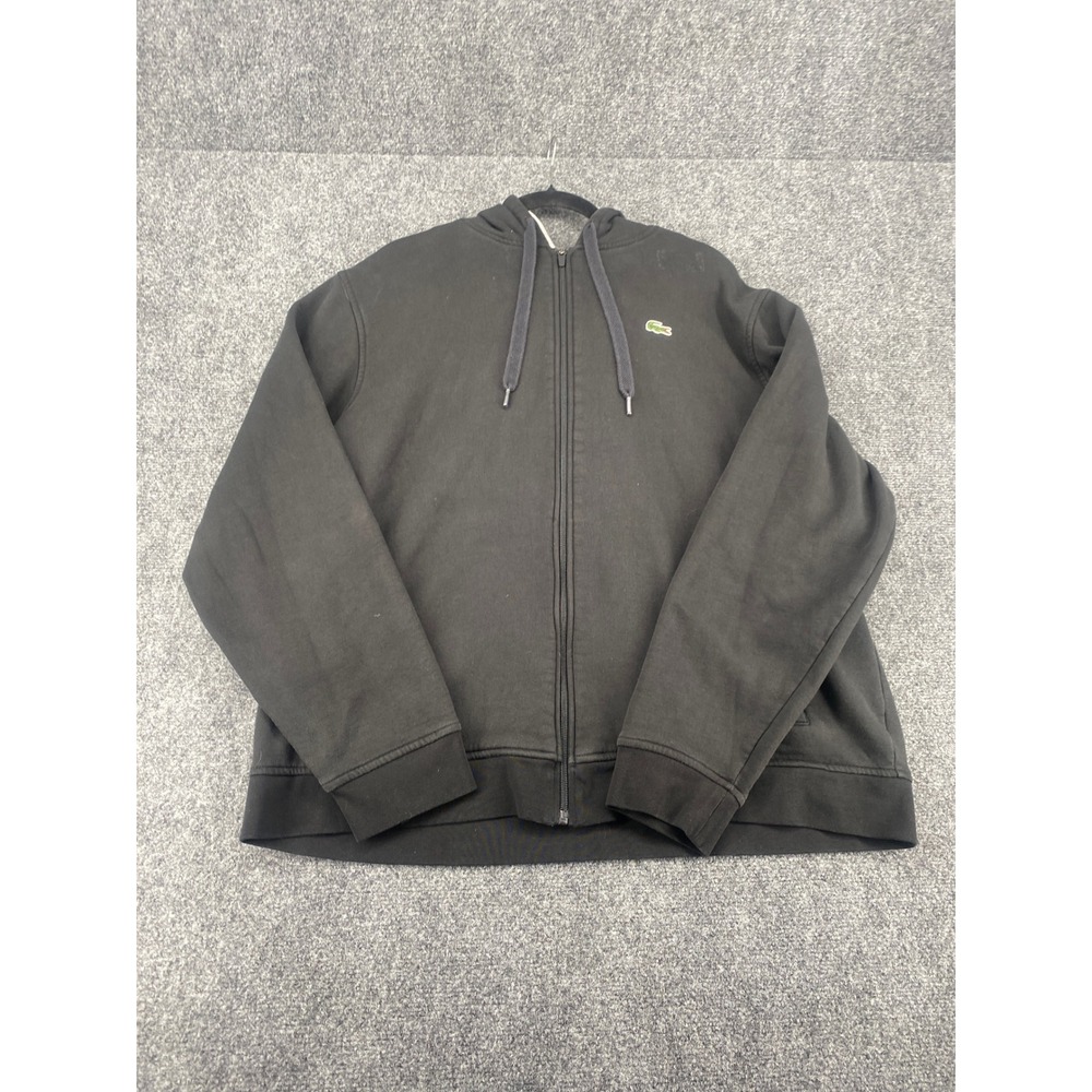 Lacoste Sport Full Zip Hoodie Mens 3XL Black Fleece Sweatshirt FR 8 Logo